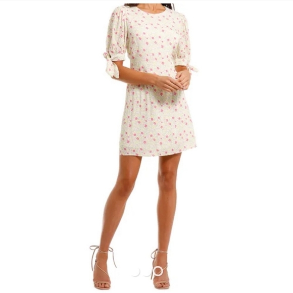 Charlie Holiday Dress 8 Floral Rayon Mini Sun Feminine Chic Coquette - Picture 7 of 16